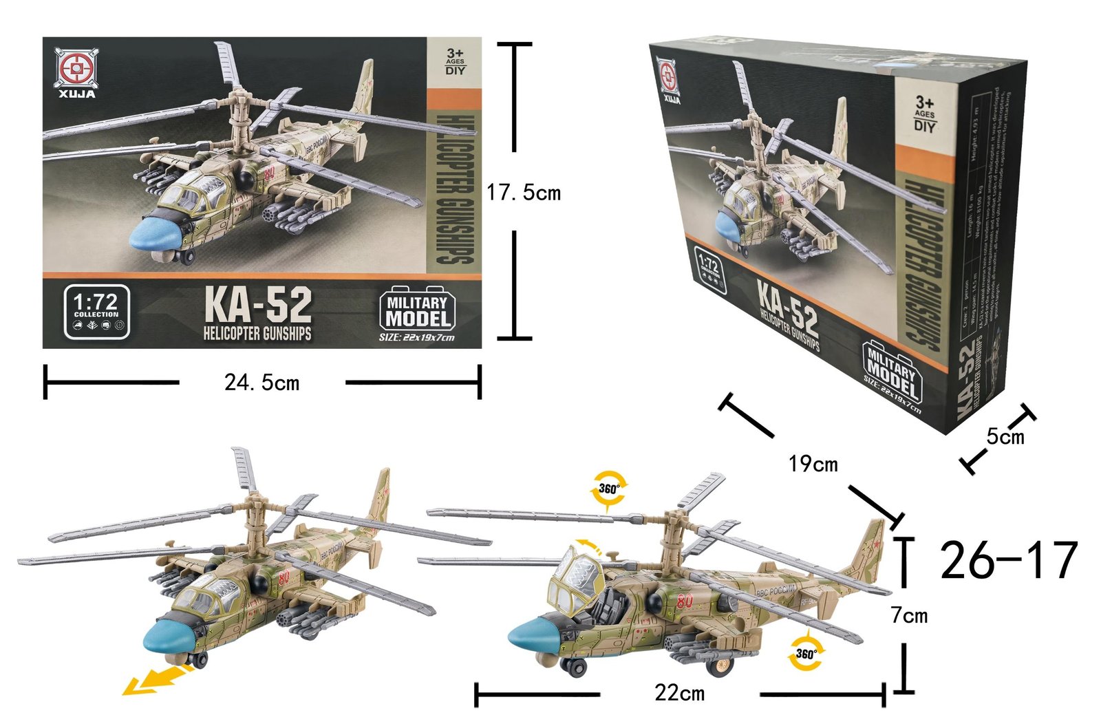 Mô hình lắp ráp trực thăng tấn công KA-52 tỷ lệ 1:72 by XUJA