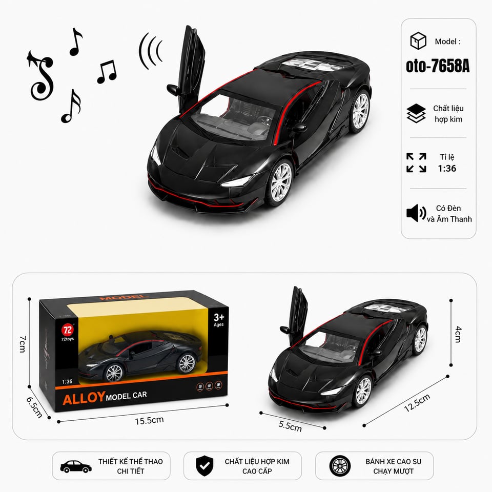 Xe thể thao nhiều màu sắc - SKU : oto-7658A - Màu Đen by Motor car