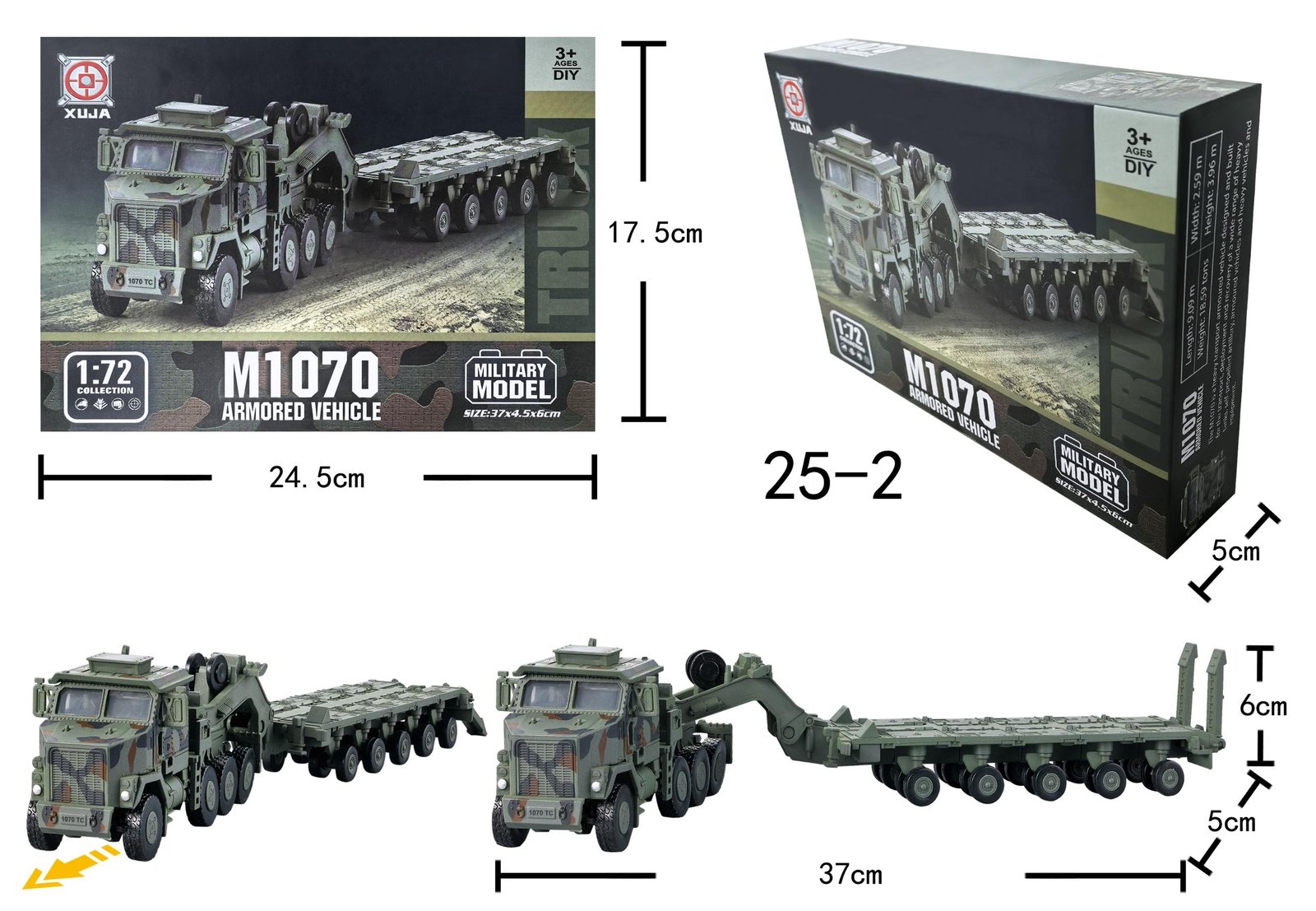 Bộ lắp ráp mô hình Xe bọc thép vận tải M1070 màu xanh tỷ lệ 1:72 by XUJA
