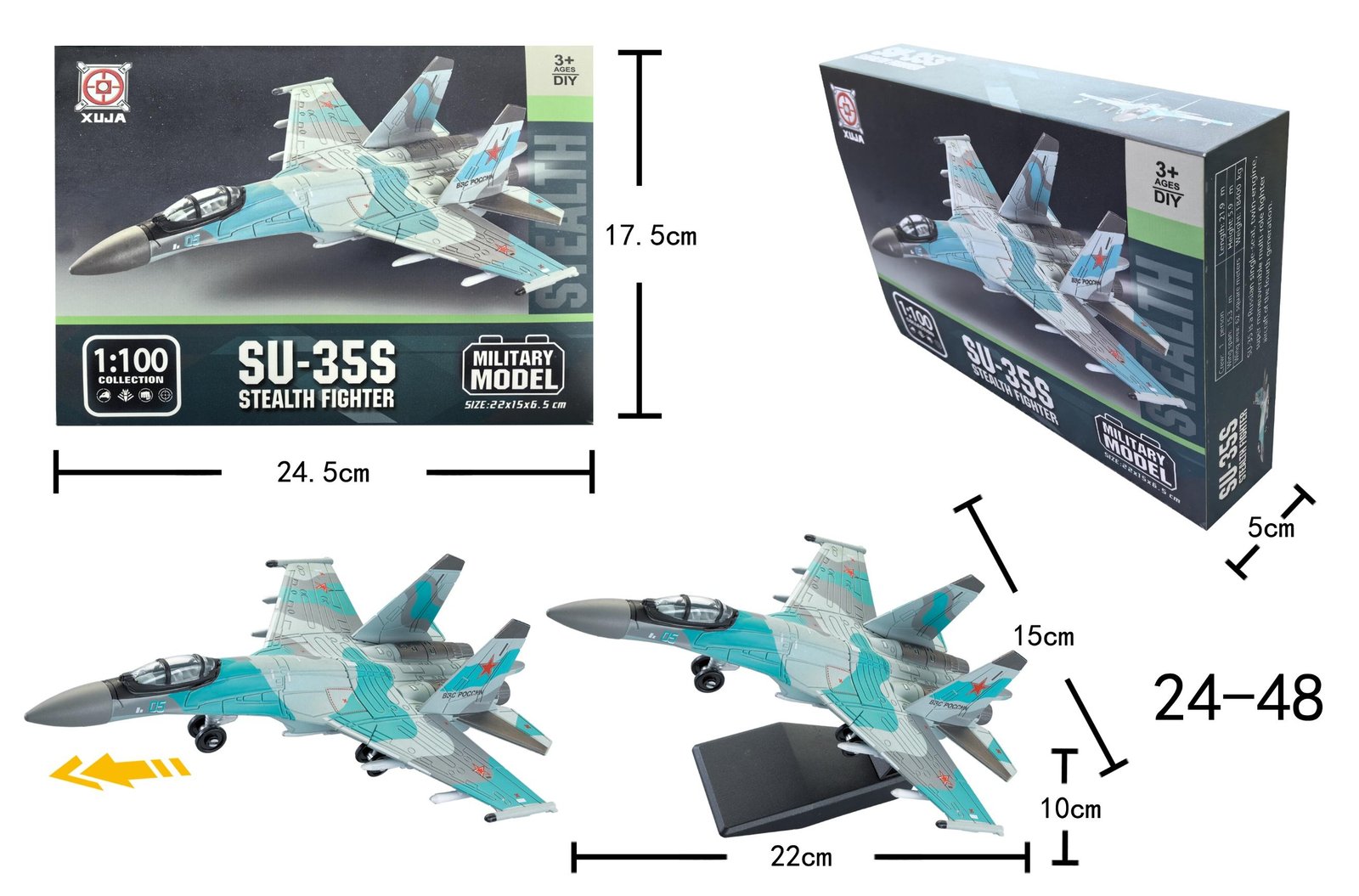 Mô hình máy bay chiến đấu tàng hình SU-35S tỷ lệ 1:100 by XUJA