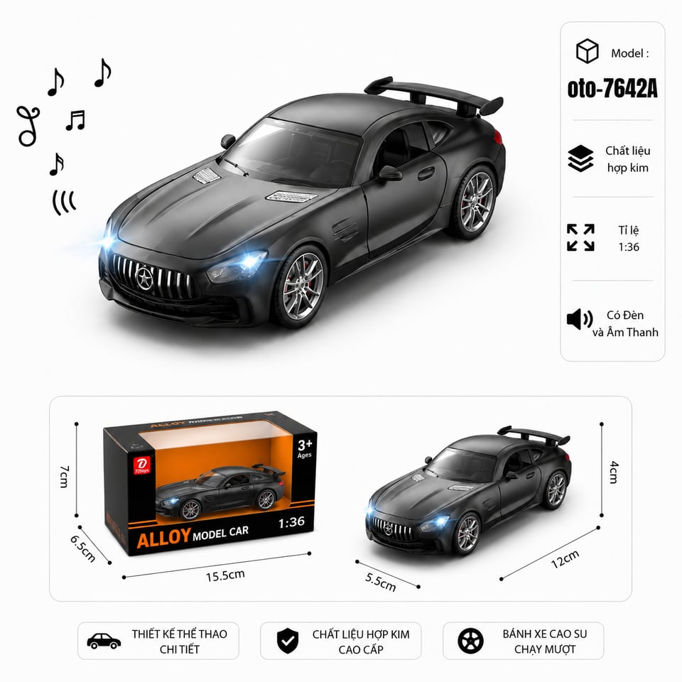 Xe thể thao chất liệu hợp kim  - Màu Đen by Motor car