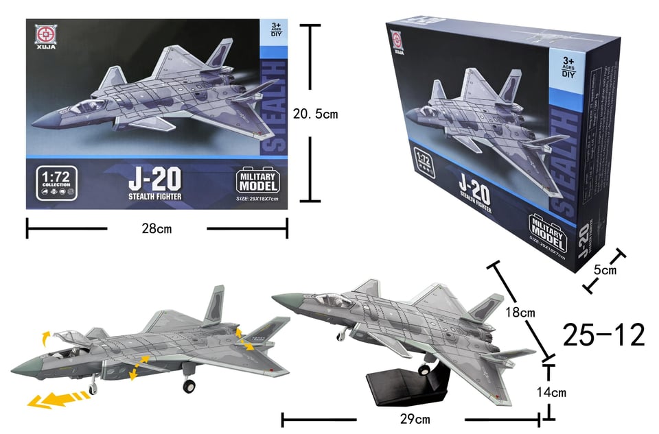 Bộ lắp ráp mô hình Máy bay tiêm kích tàng hình J-20 tỷ lệ 1:72 by XUJA