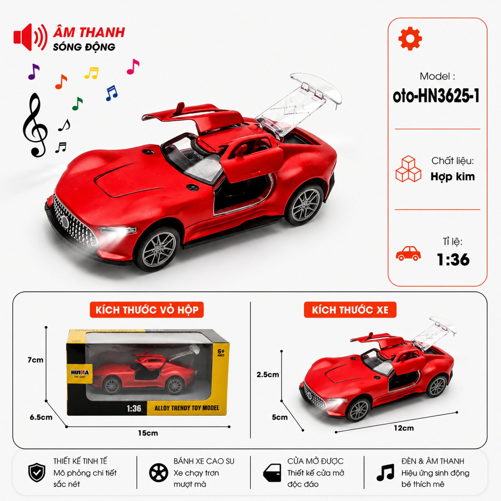 Xe thể thao nhiều kiểu dáng chất liệu hợp kim - Màu Đỏ by Motor car