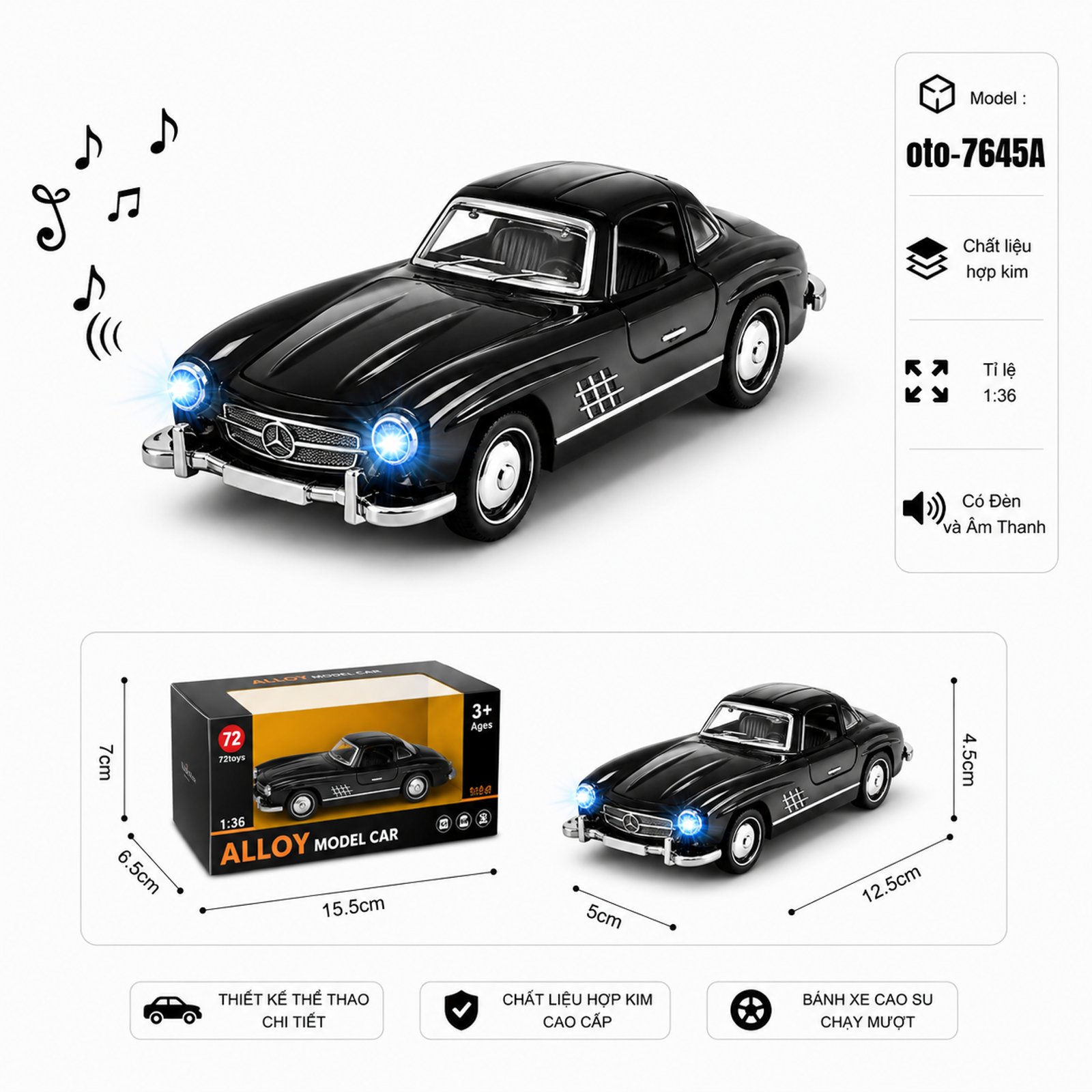 Xe thể thao nhiều màu sắc - SKU : oto-7645A - Màu Đen by Motor car