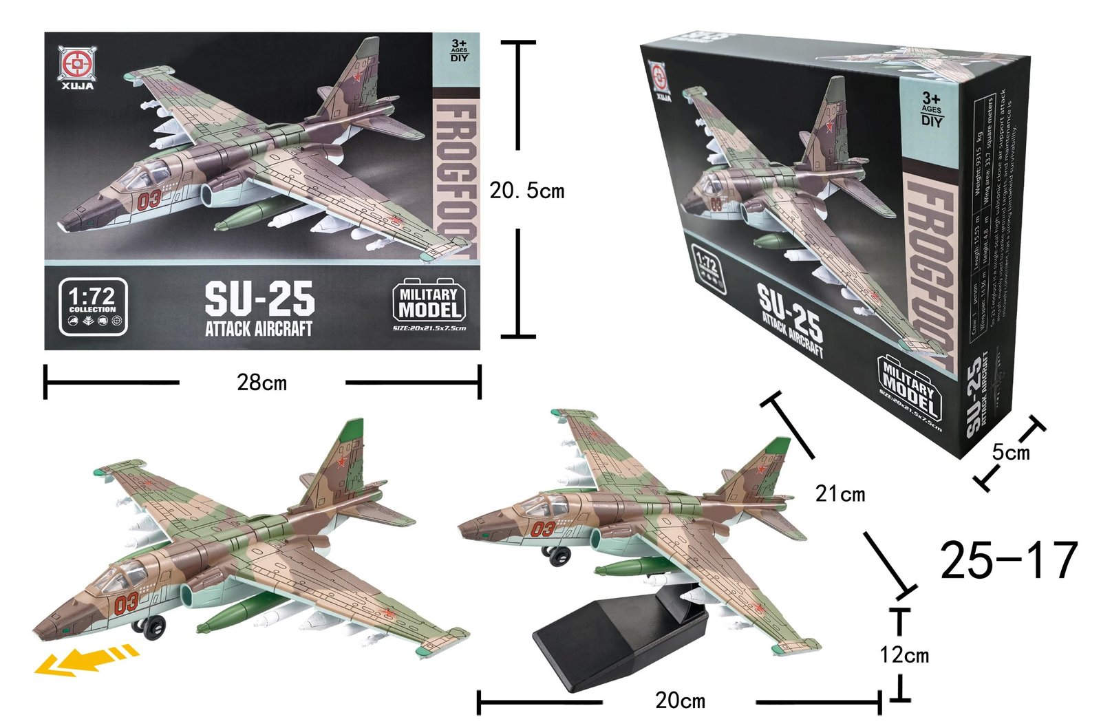 Bộ lắp ráp mô hình Máy bay chiến đấu SU-25 tỷ lệ 1:72 by XUJA
