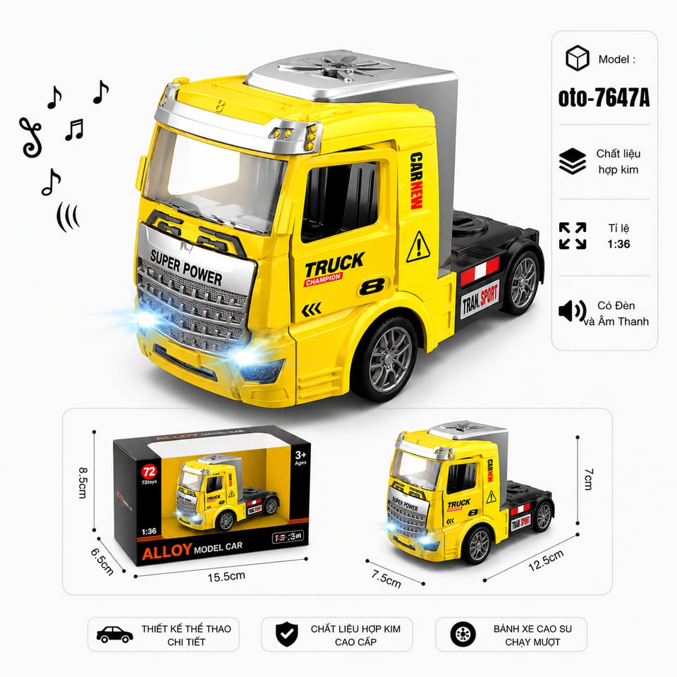 Xe Đầu Container chất liệu hợp kim - Màu vàng chanh by Motor car
