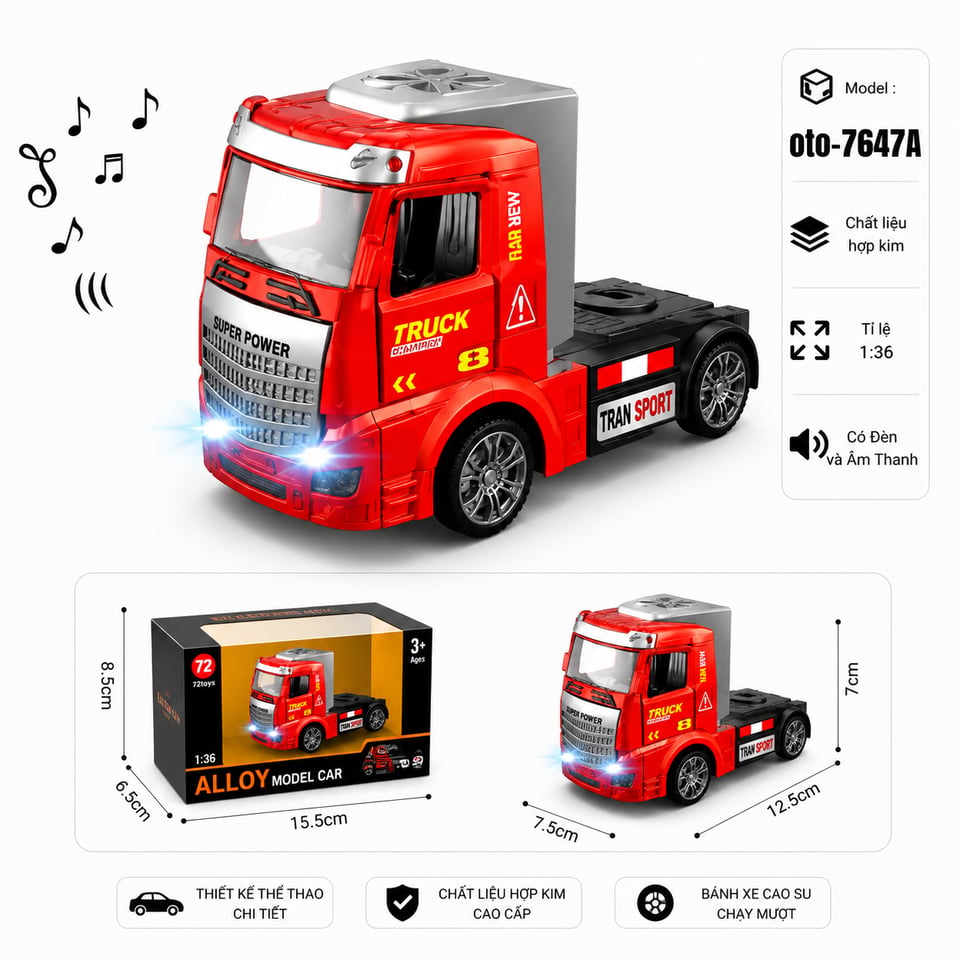 Xe Đầu Container chất liệu hợp kim - Màu đỏ by Motor car