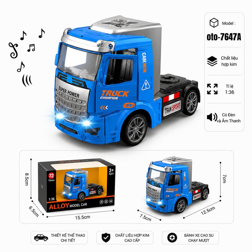 Xe Đầu Container chất liệu hợp kim - Màu xanh dương by Motor car
