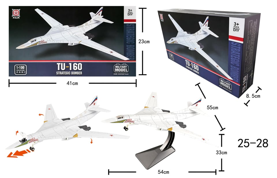 Bộ lắp ráp mô hình Máy Bay Ném Bom TU-160 (Tỷ Lệ 1:100) by XUJA