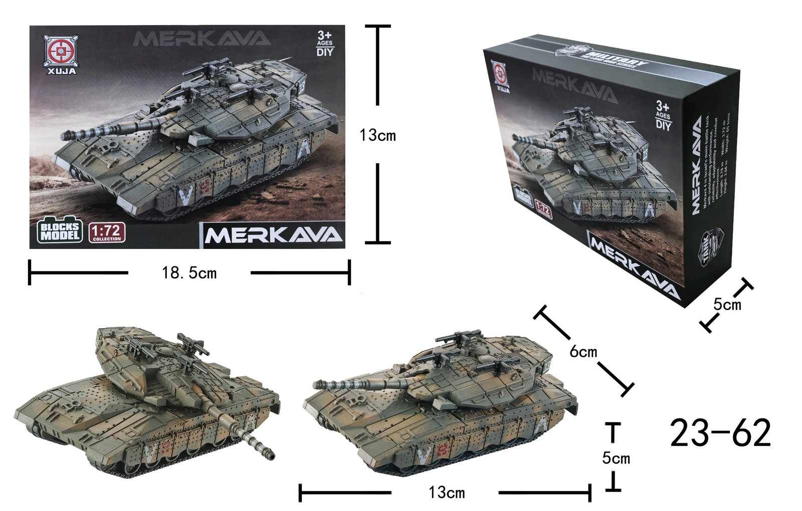 Bộ lắp ráp mô hình xe tăng chiến đấu Merkawa tỷ lệ 1:72 by XUJA