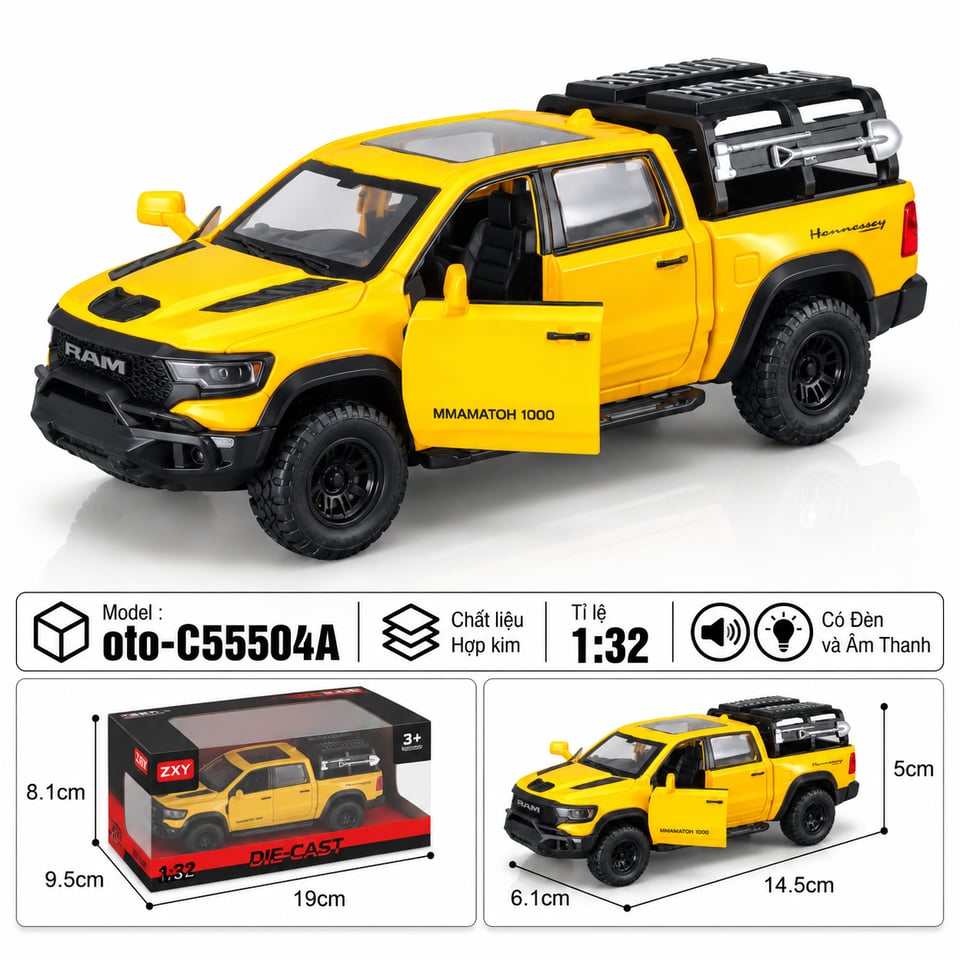 Xe thể thao chất liệu hợp kim - SKU : oto-C55504A - Màu Vàng by Motor car