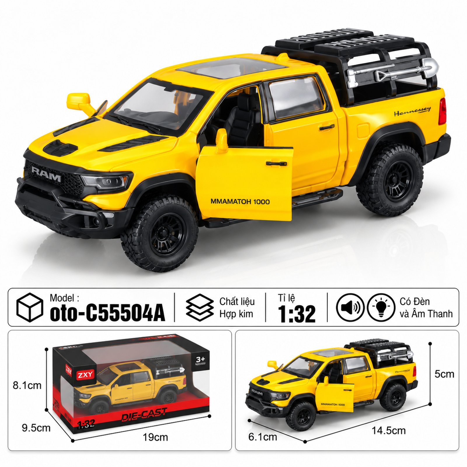 Xe thể thao chất liệu hợp kim - SKU : oto-C55504A - Màu Vàng by Motor car