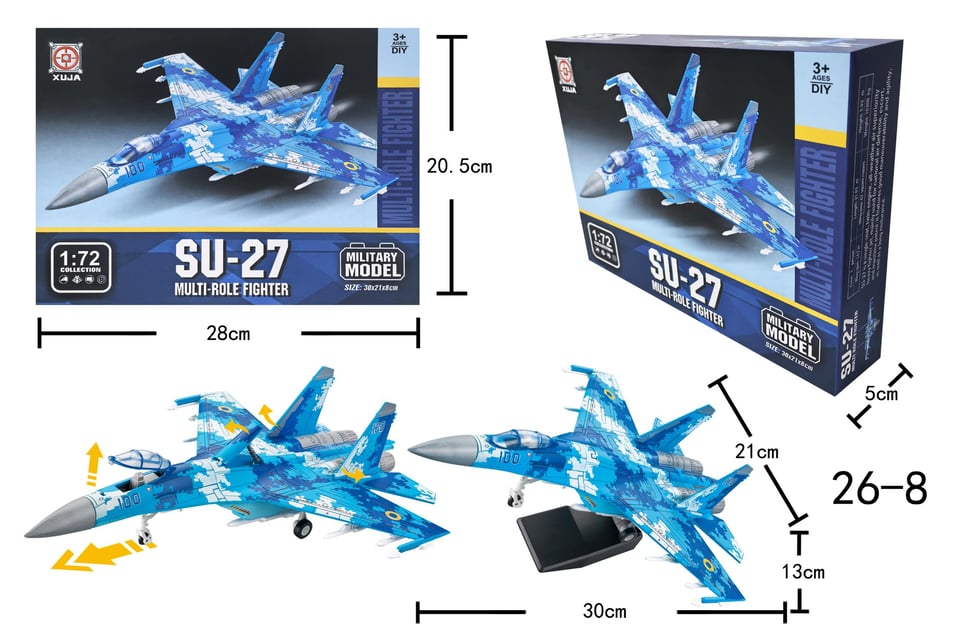 Mô hình quân sự hiện đại Máy bay chiến đấu đa nhiệm SU-27 tỉ lệ 1:72 by XUJA