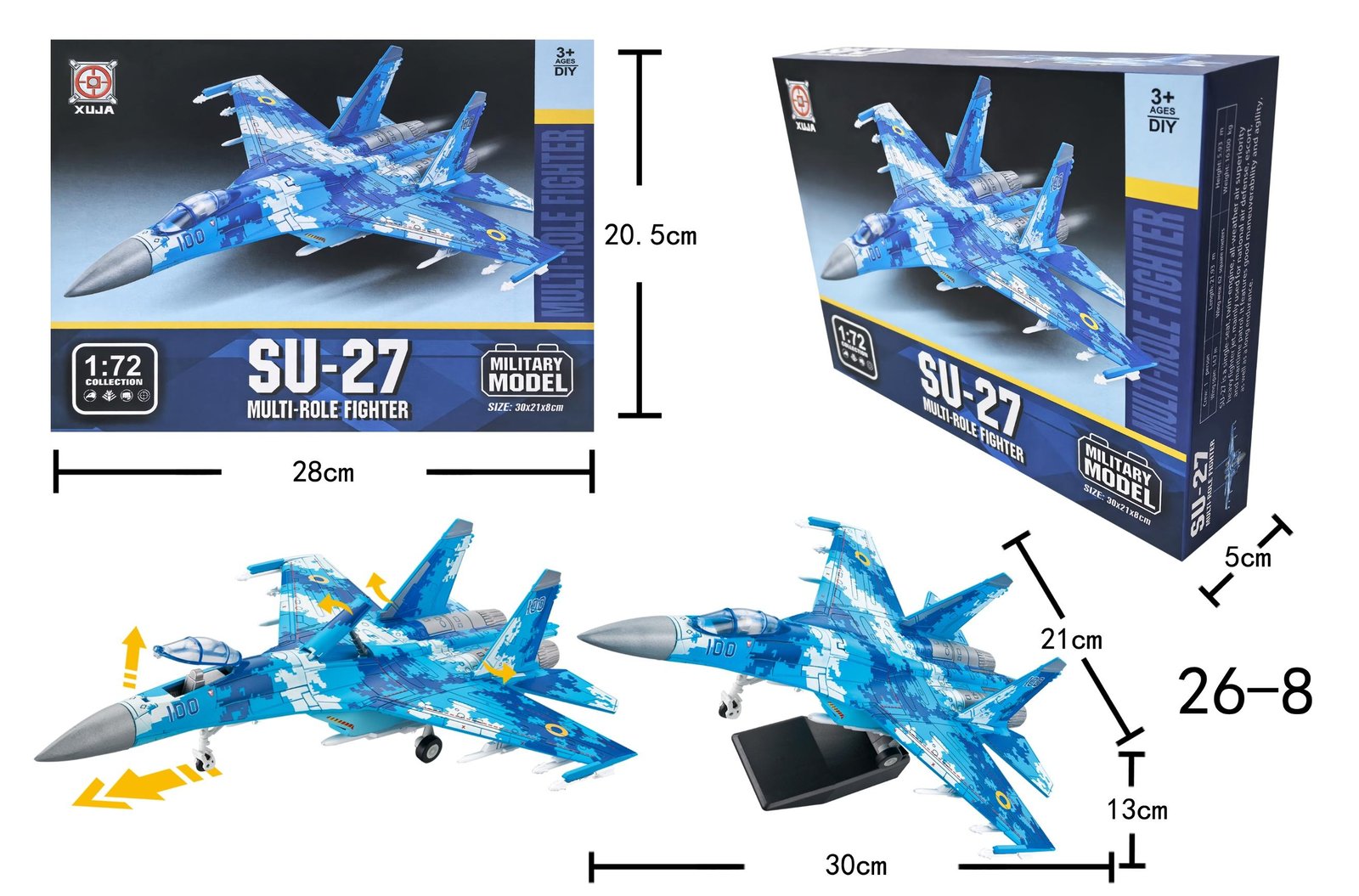 Mô hình quân sự hiện đại Máy bay chiến đấu đa nhiệm SU-27 tỉ lệ 1:72 by XUJA
