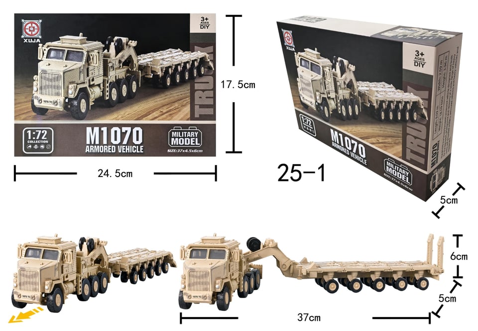 Bộ lắp ráp mô hình Xe bọc thép vận tải M1070 màu vàng tỷ lệ 1:72 by XUJA