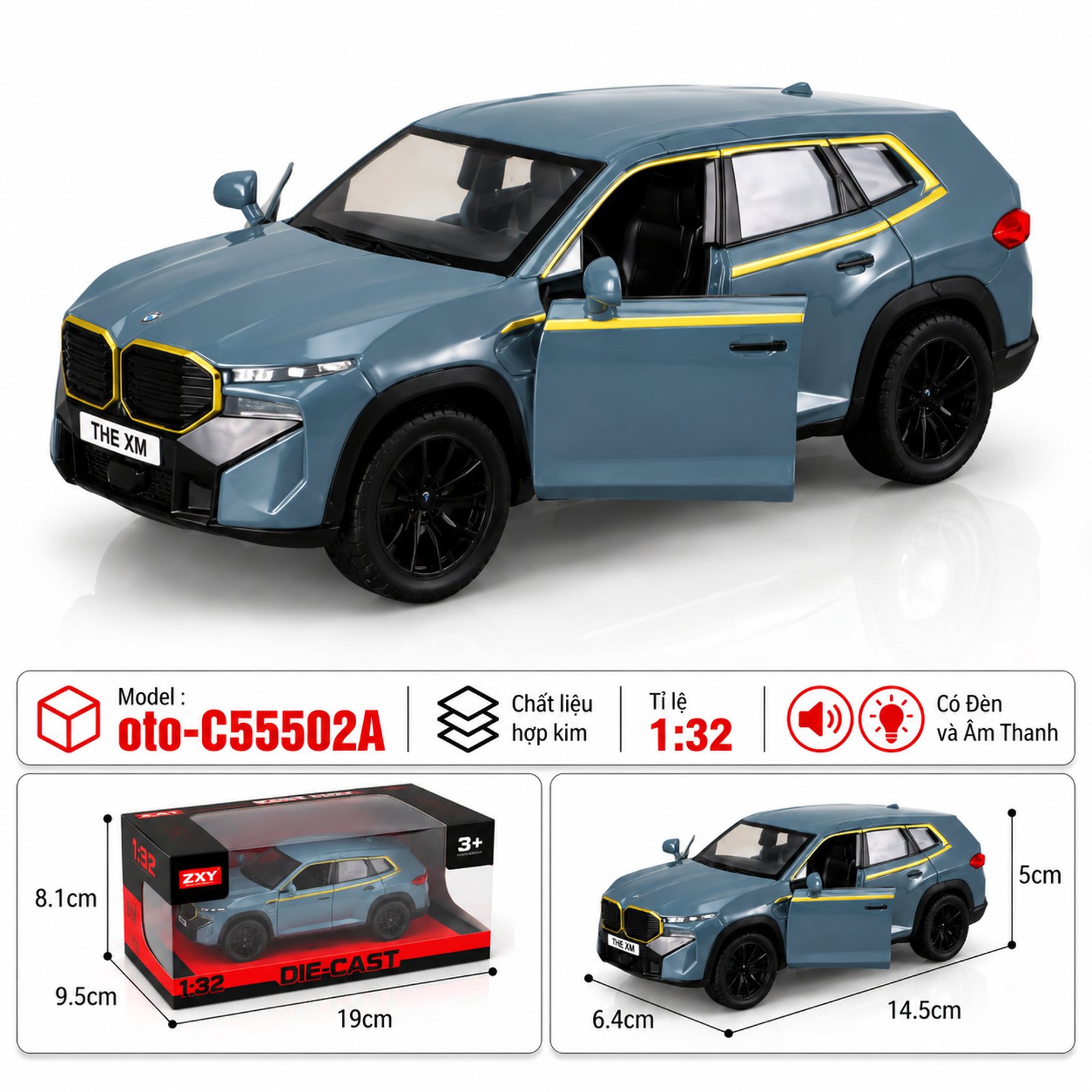 Xe thể thao chất liệu hợp kim - SKU : oto-C55502A - Màu Xanh Sâm Banh by Motor car