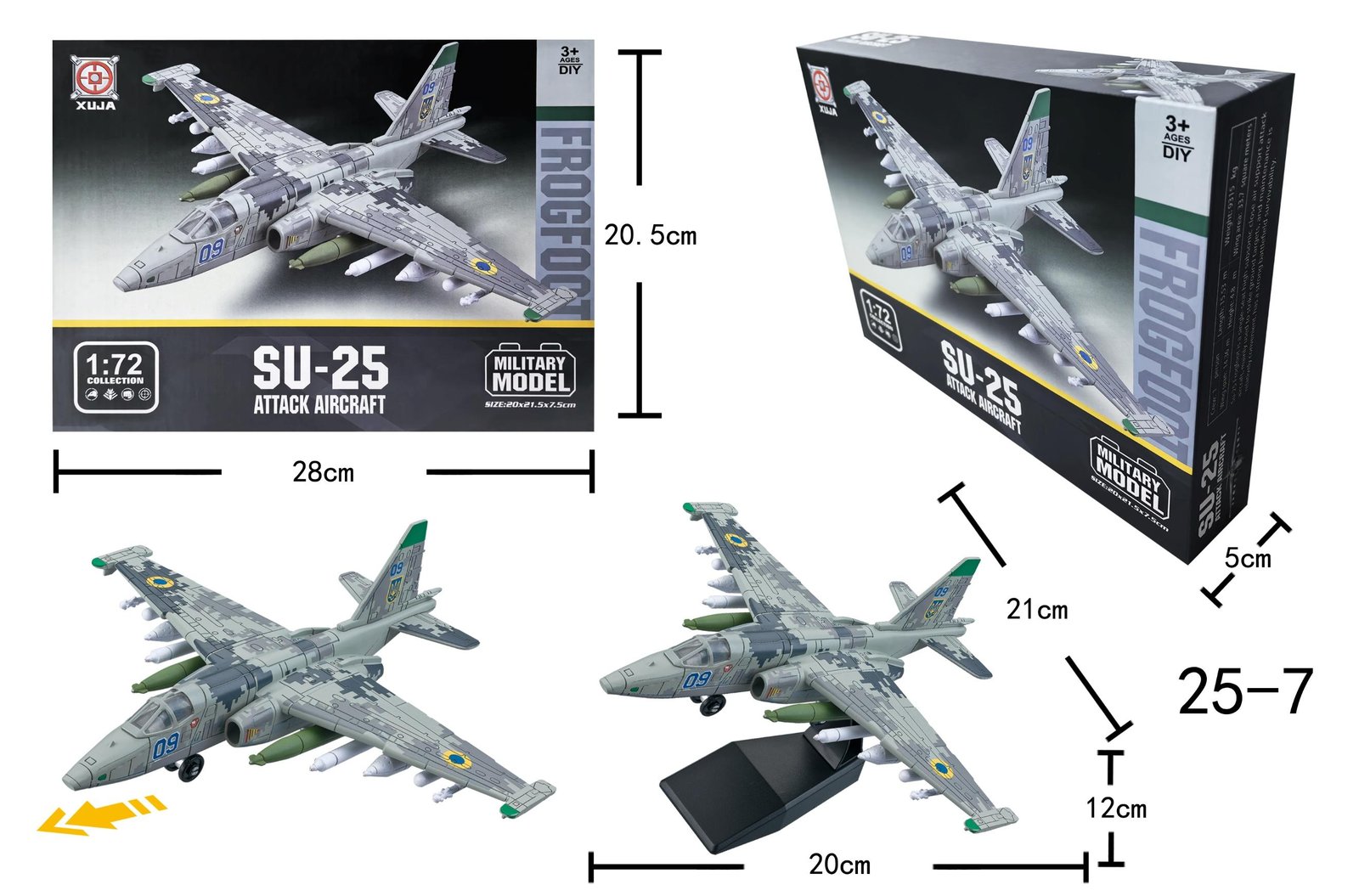 Bộ lắp ráp mô hình Máy bay chiến đấu SU-25 tỷ lệ 1:72 by XUJA