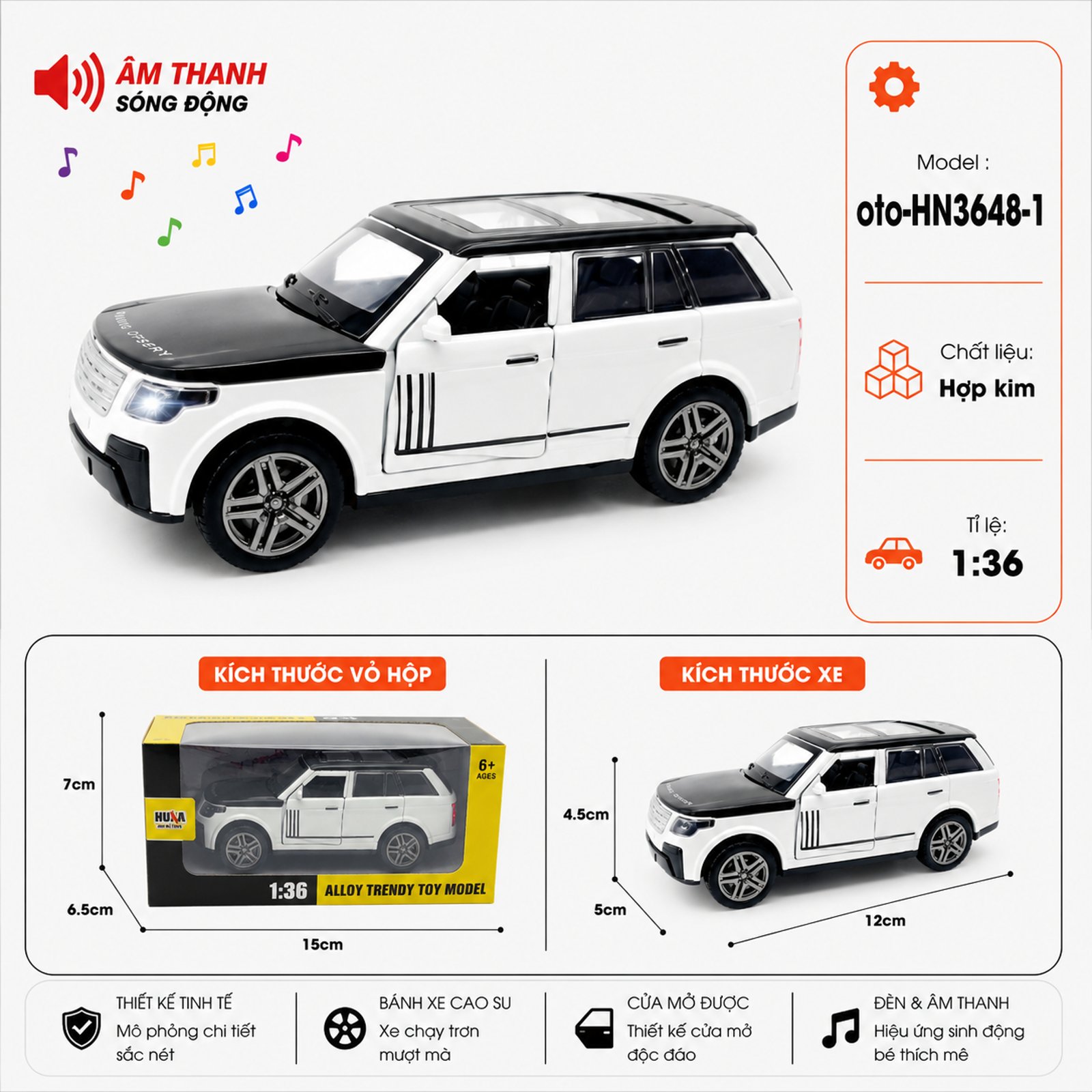 Xe thể thao nhiều kiểu dáng chất liệu hợp kim - SKU : oto-HN3648-1 - Màu Trắng by Motor car