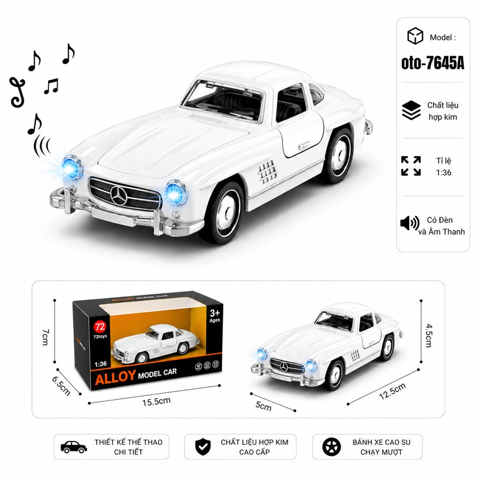 Xe thể thao nhiều màu sắc - SKU : oto-7645A - Màu Trắng by Motor car