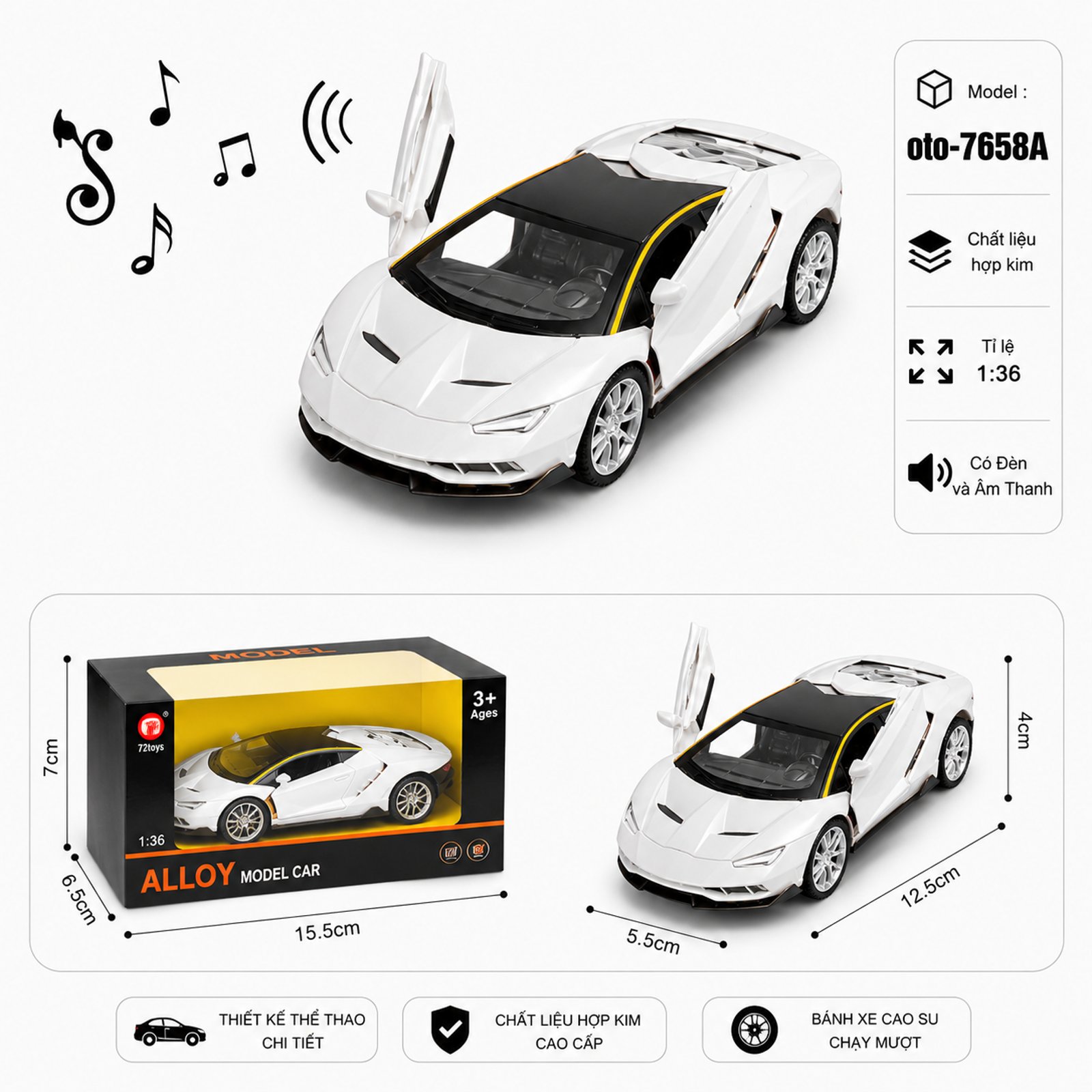 Xe thể thao nhiều màu sắc - SKU : oto-7658A - Màu Bạc by Motor car