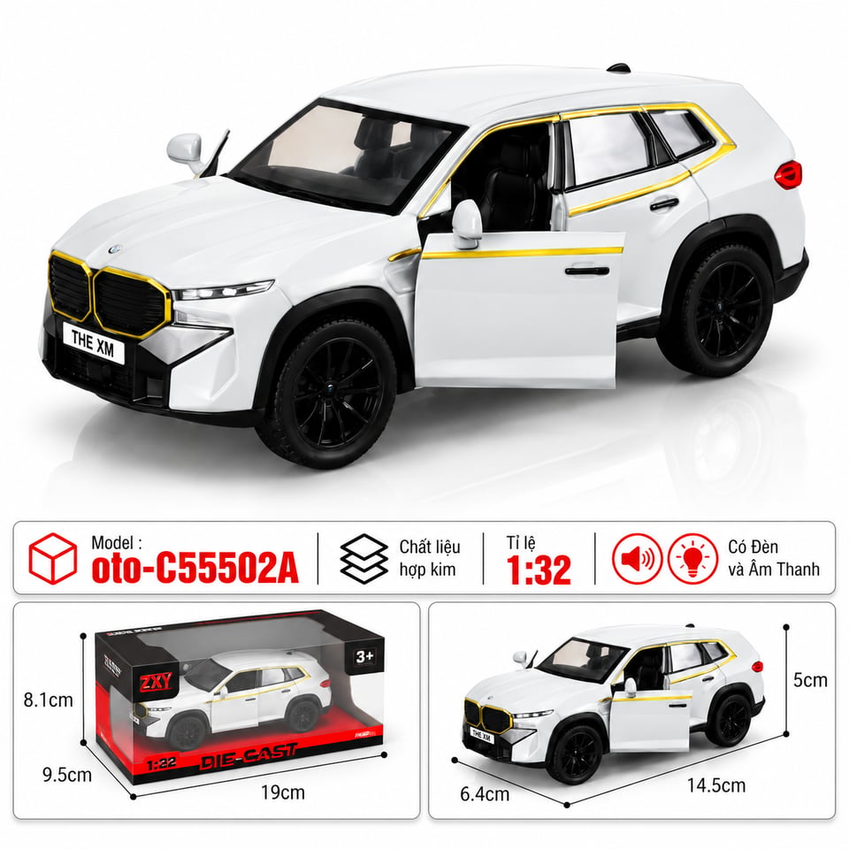 Xe thể thao chất liệu hợp kim - SKU : oto-C55502A - Màu Trắng by Motor car