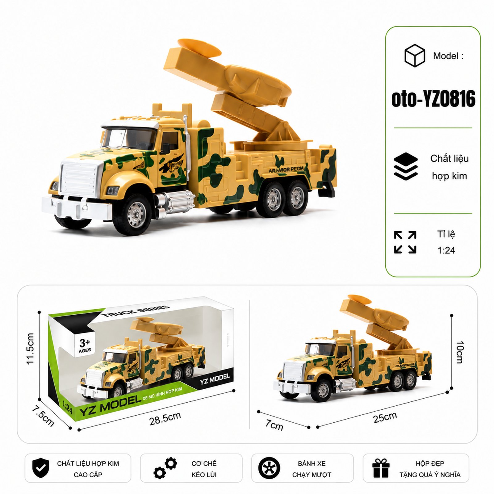 Xe Quân Sự chất liệu hợp kim - SKU : oto-YZ0816 - xe pháo tên lửa by Motor car