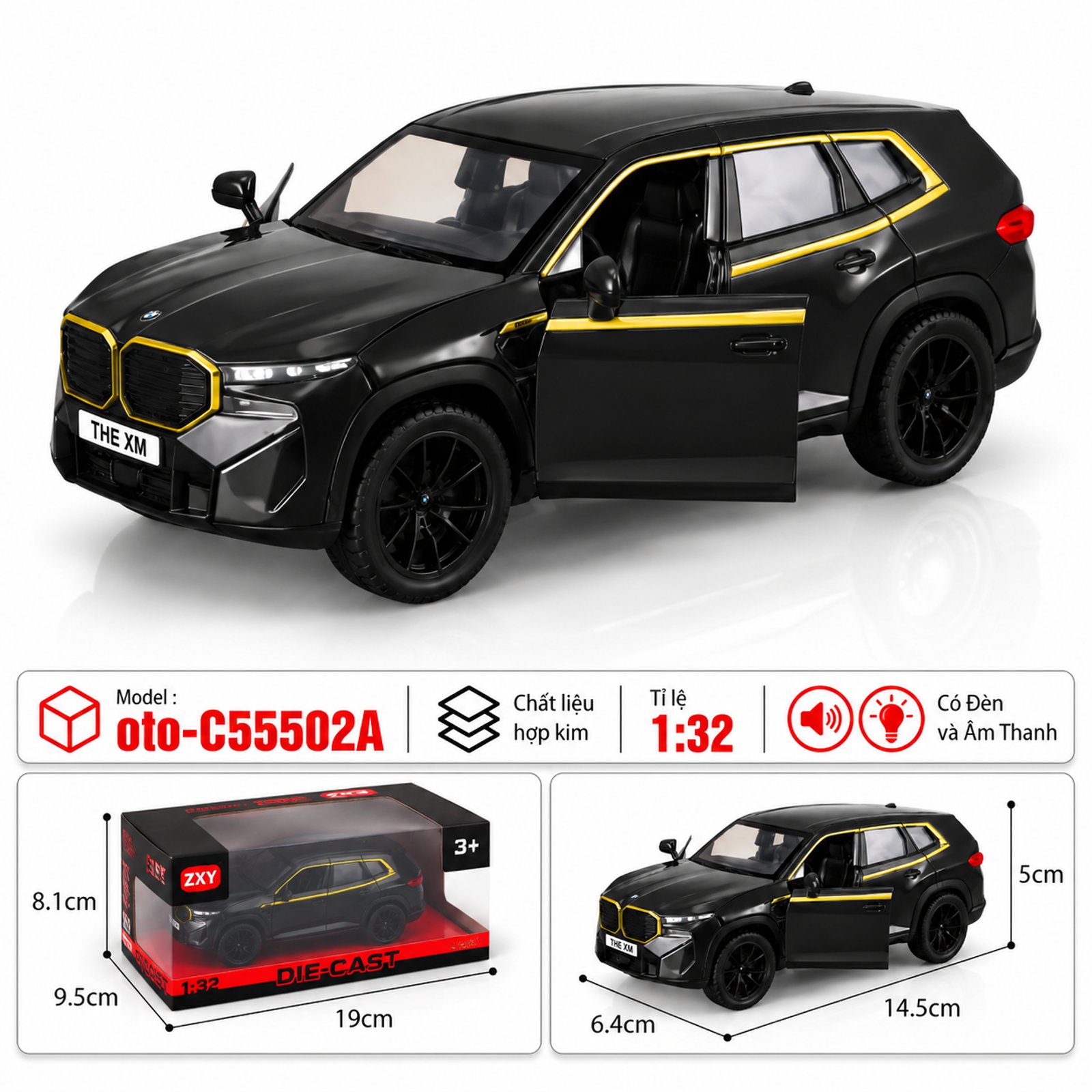 Xe thể thao chất liệu hợp kim- SKU : oto-C55502A - Màu Đen by Motor car