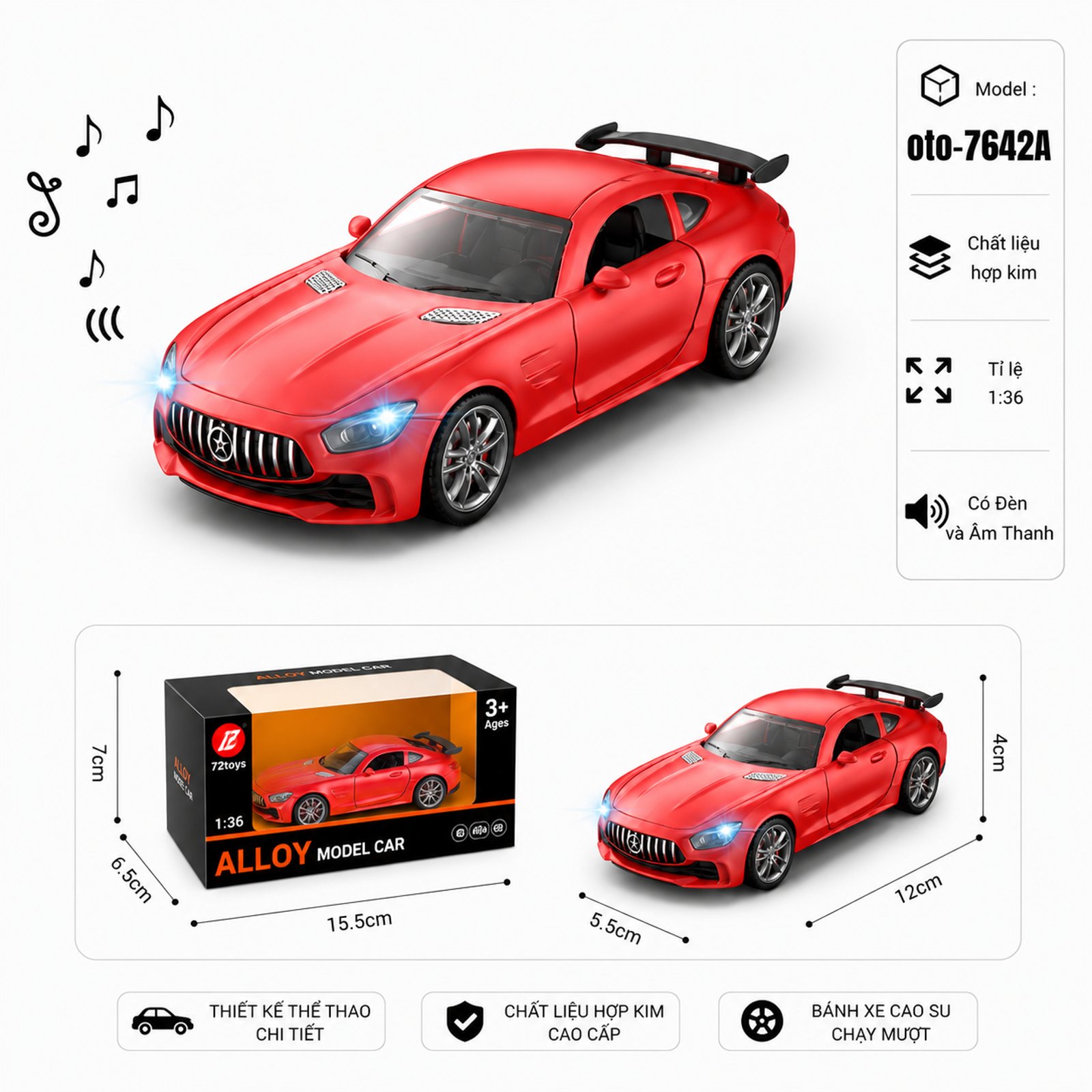 Xe thể thao chất liệu hợp kim - Màu đỏ by Motor car