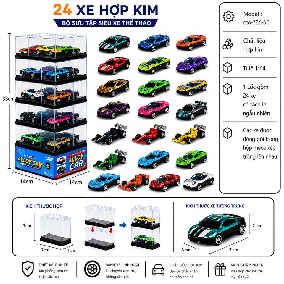 Lốc 24 xe - Xe Hợp Kim Ô Tô Bản B by Motor car