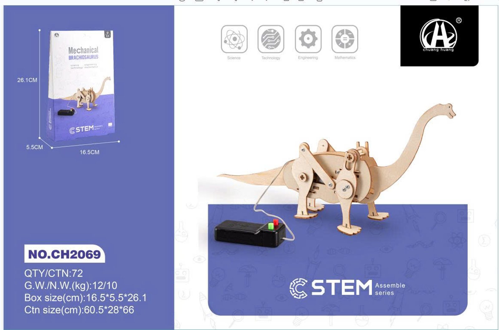 CHUANG HUANG-CH2069-Bộ lắp ráp khủng long Diplodocus by AG Select