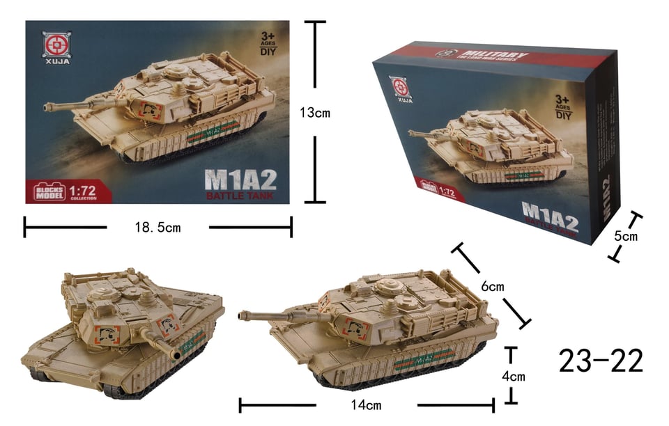 Bộ lắp ráp mô hình xe tăng chiến đấu M1A2 tỷ lệ 1:72 by XUJA