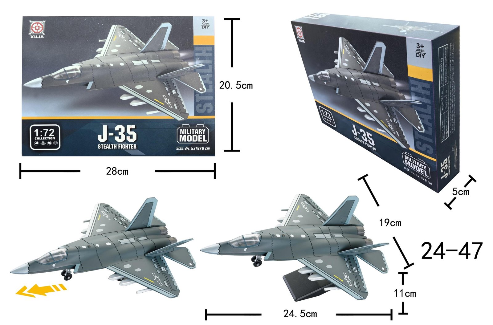 Mô hình máy bay chiến đấu tàng hình J-35 tỷ lệ 1:72 by XUJA