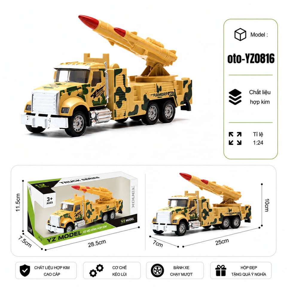 Xe Quân Sự chất liệu hợp kim - SKU : oto-YZ0816 - xe tên lửa by Motor car