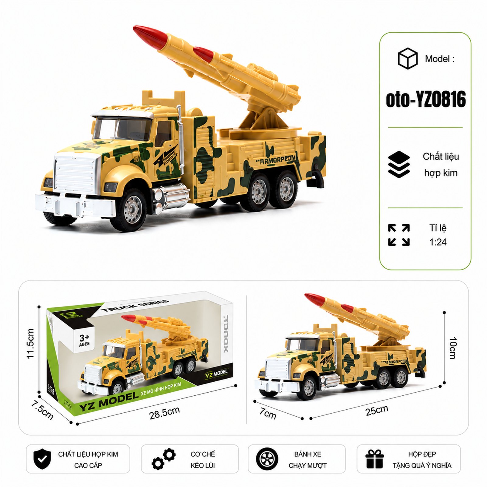 Xe Quân Sự chất liệu hợp kim - SKU : oto-YZ0816 - xe tên lửa by Motor car